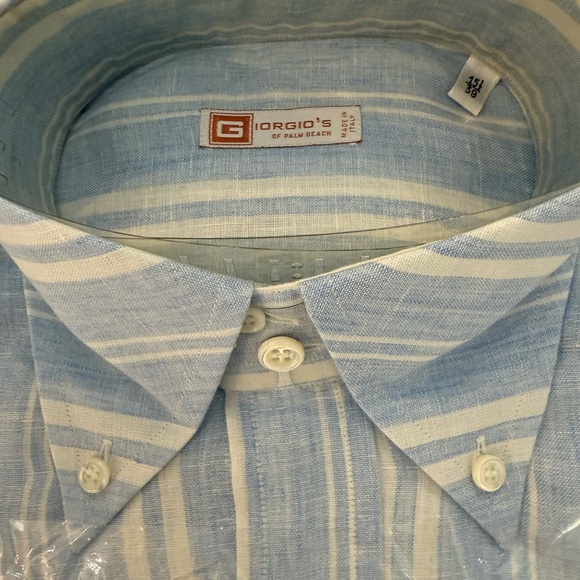 Light Blue Striped Men's Dress Shirt - Picture 1 of 4
